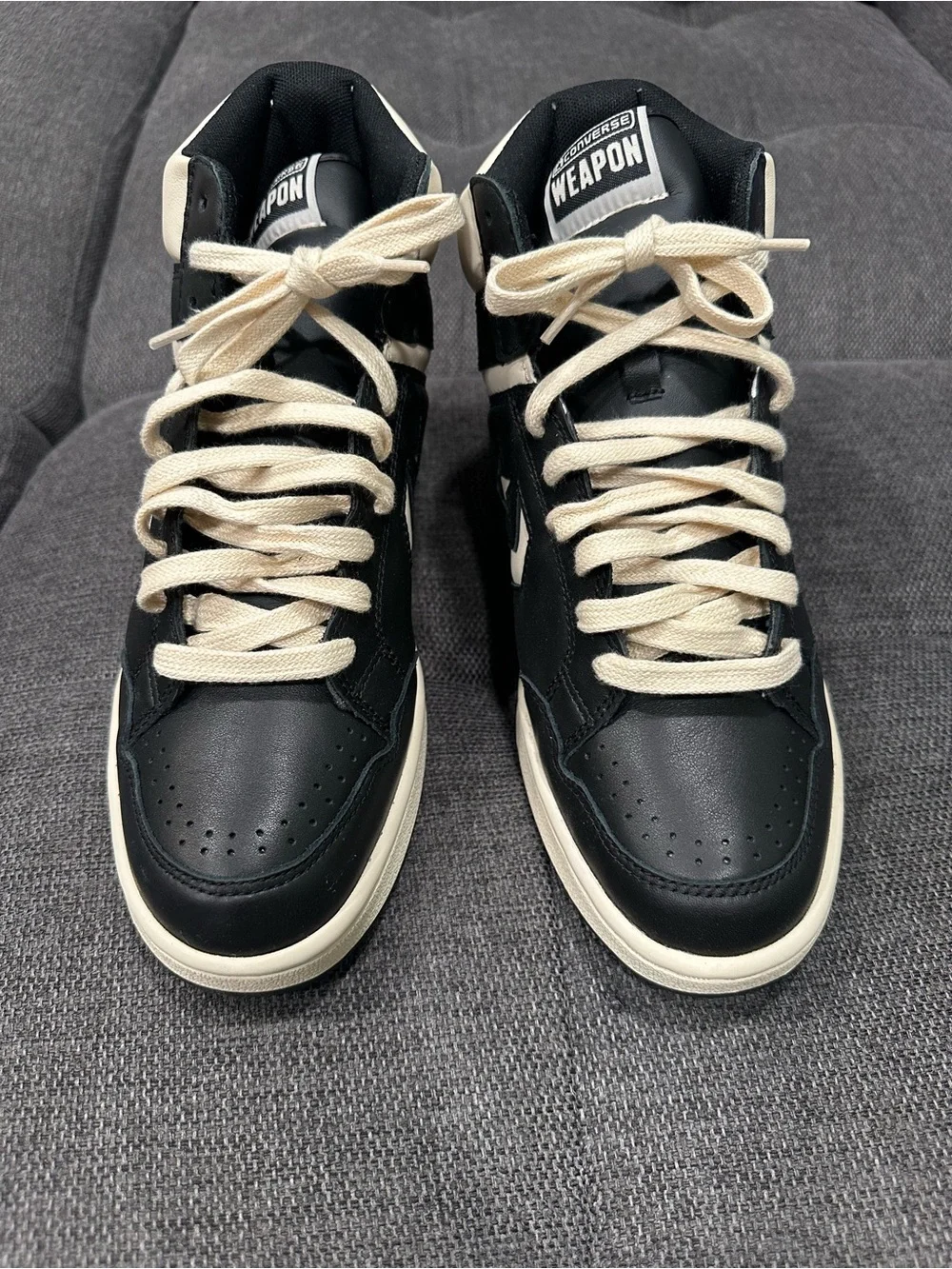 Converse Weapon Classic Men Black and Cream Weapon High-Top Sneakers Men Size 9